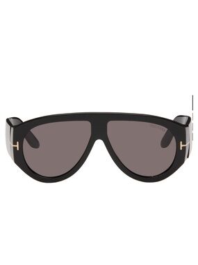 Tom Ford Black Shield Sunglasses with Dark Gray Lenses